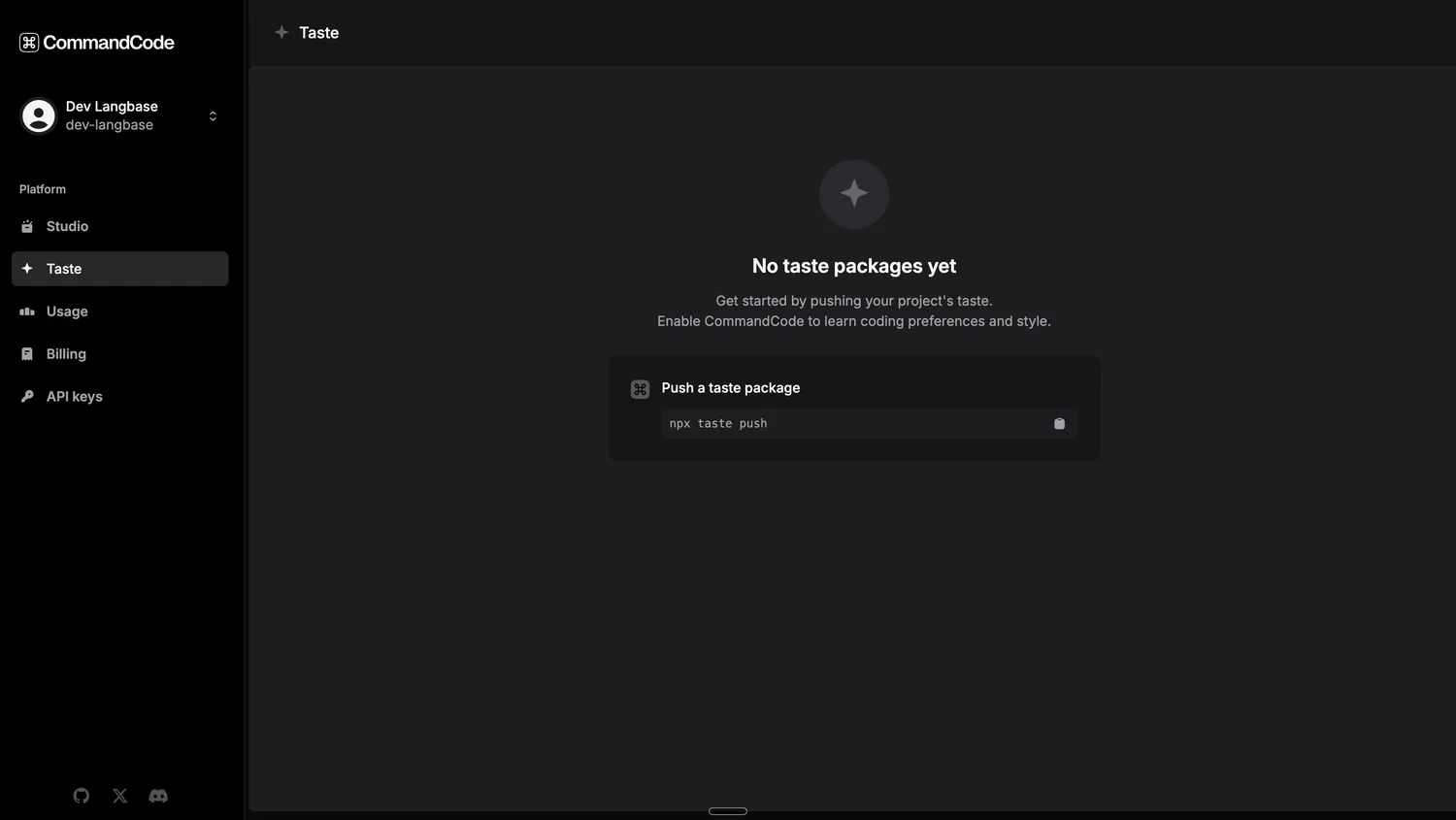 Push a taste profile